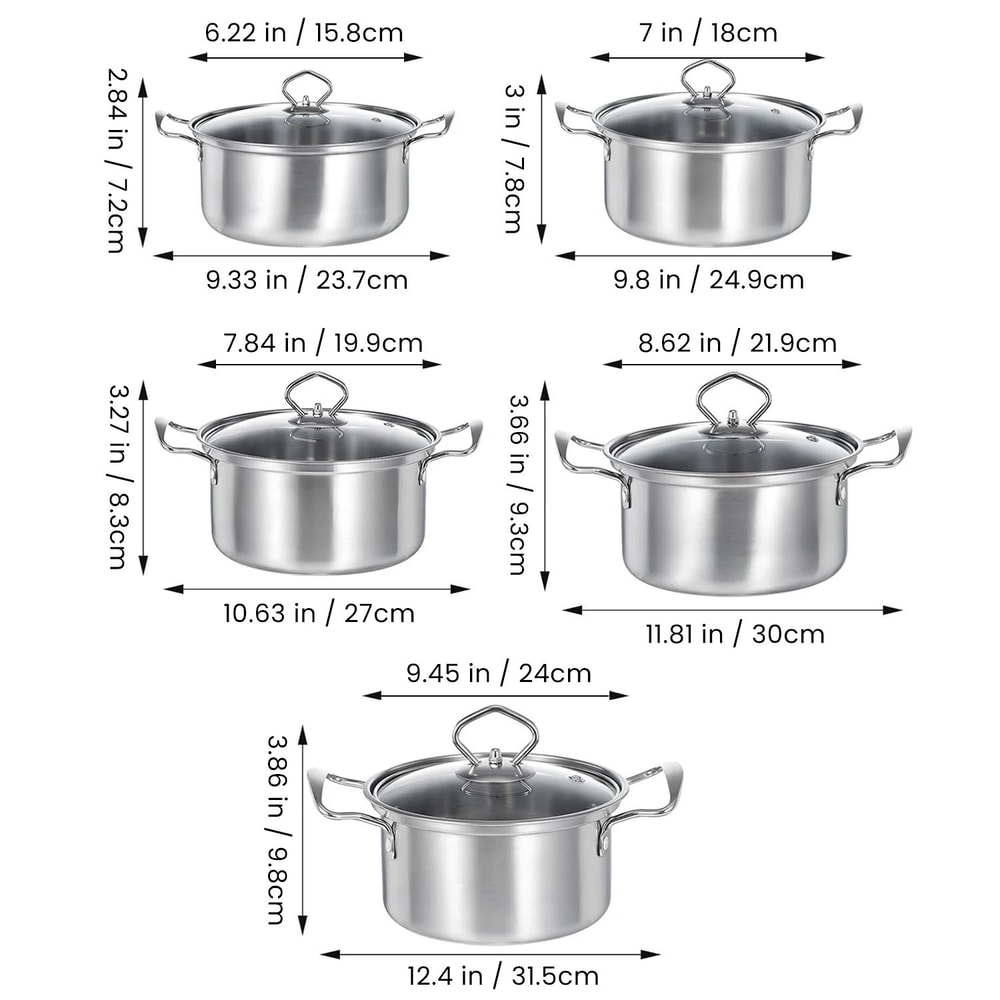 15 Pcs Stainless Steel Cookware Set Nonstick Pots Pans With Frying Pan Wok Stew Pot Durable Kitc 1