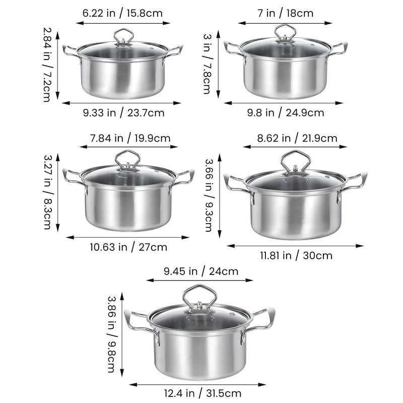 15 Pcs Stainless Steel Cookware Set Nonstick Pots Pans With Frying Pan Wok Stew Pot Durable Kitc 1
