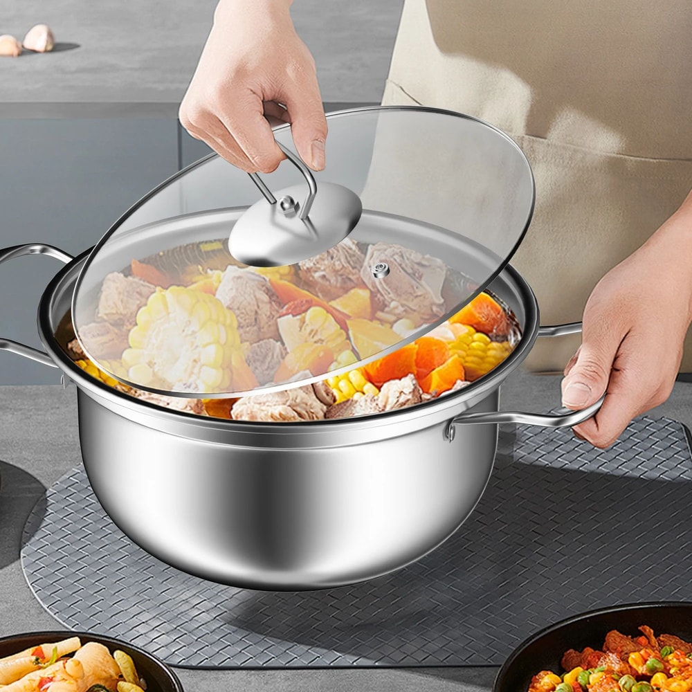 15 Pcs Stainless Steel Cookware Set Nonstick Pots Pans With Frying Pan Wok Stew Pot Durable Kitc 5