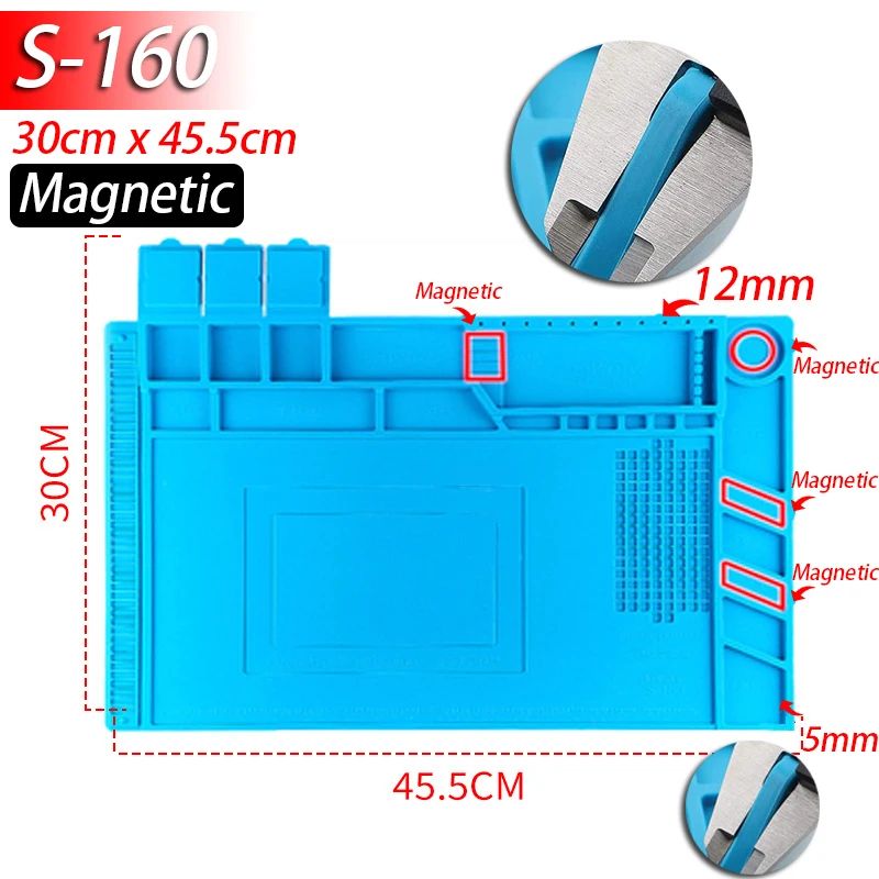 HeatResistant Silicone Soldering Mat 932F AntiStatic Magnetic Workbench Mat For Phone Laptop Watc 13