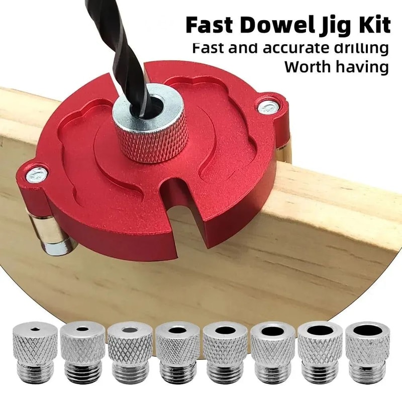 SelfCentering Dowel Jig Kit 1239 In Aluminum Drill Guide With Metal Bushings For Accurate Woodwork 0