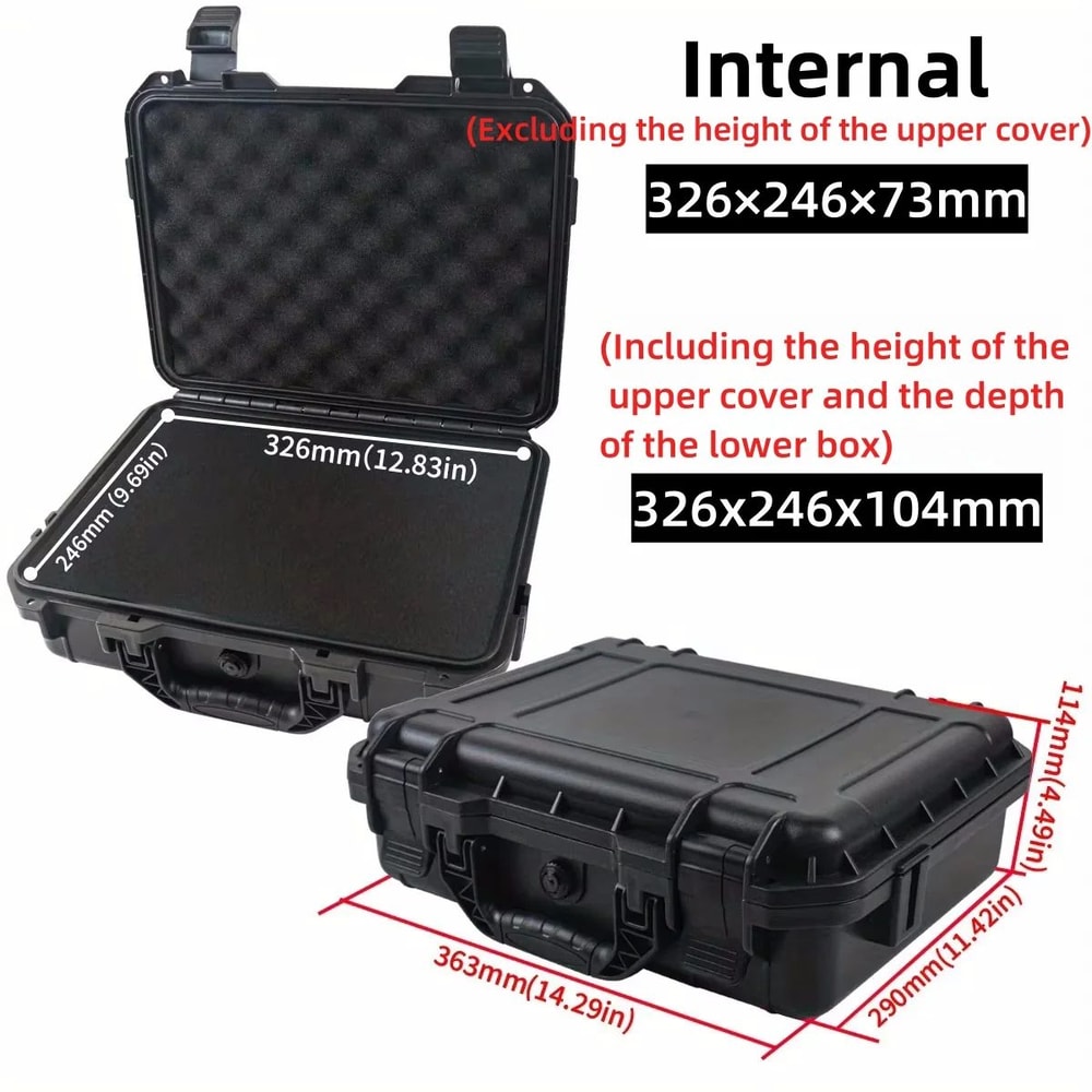 Waterproof Hard Carry Tool Case With PreCut Foam Shockproof Protective Storage Box For Tools Elec 11