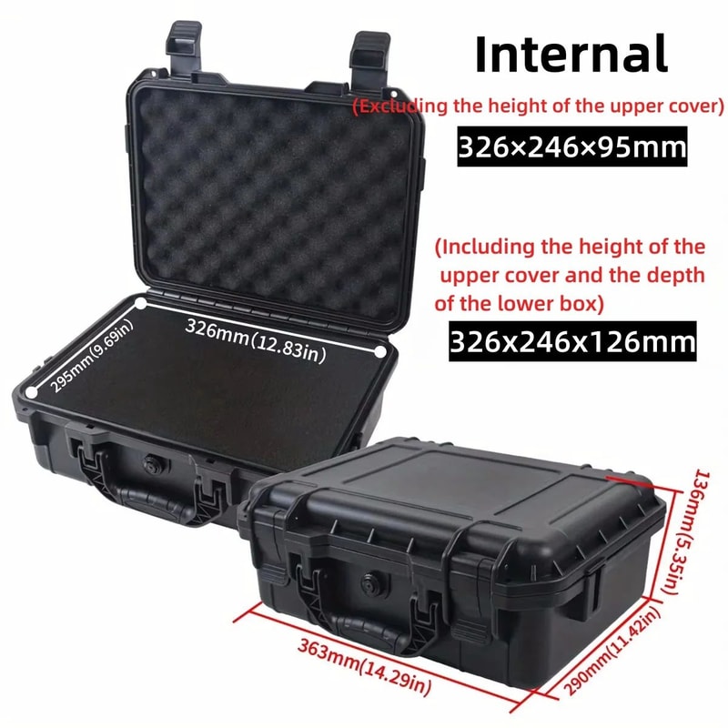 Waterproof Hard Carry Tool Case With PreCut Foam Shockproof Protective Storage Box For Tools Elec 12