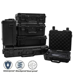 universal waterproof shockproof hard tool case with pre-cut foam insert – portable plastic carry storage box organizer