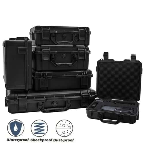 Universal Waterproof Shockproof Hard Tool Case with Pre-Cut Foam Insert – Portable Plastic Carry Storage Box Organizer