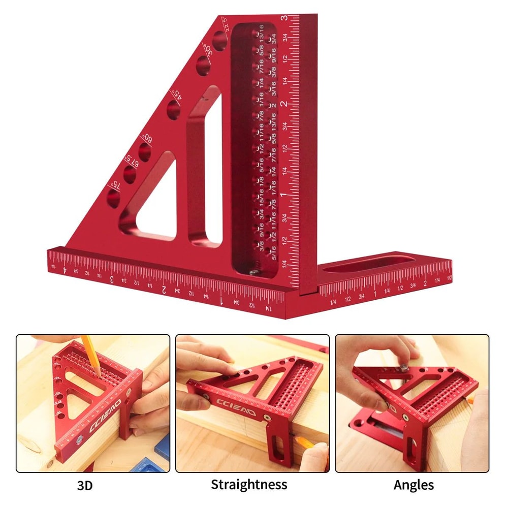 Imperial 3D MultiAngle Measuring Ruler Aluminum 4590 Square Protractor For Woodworking Carpentry 4