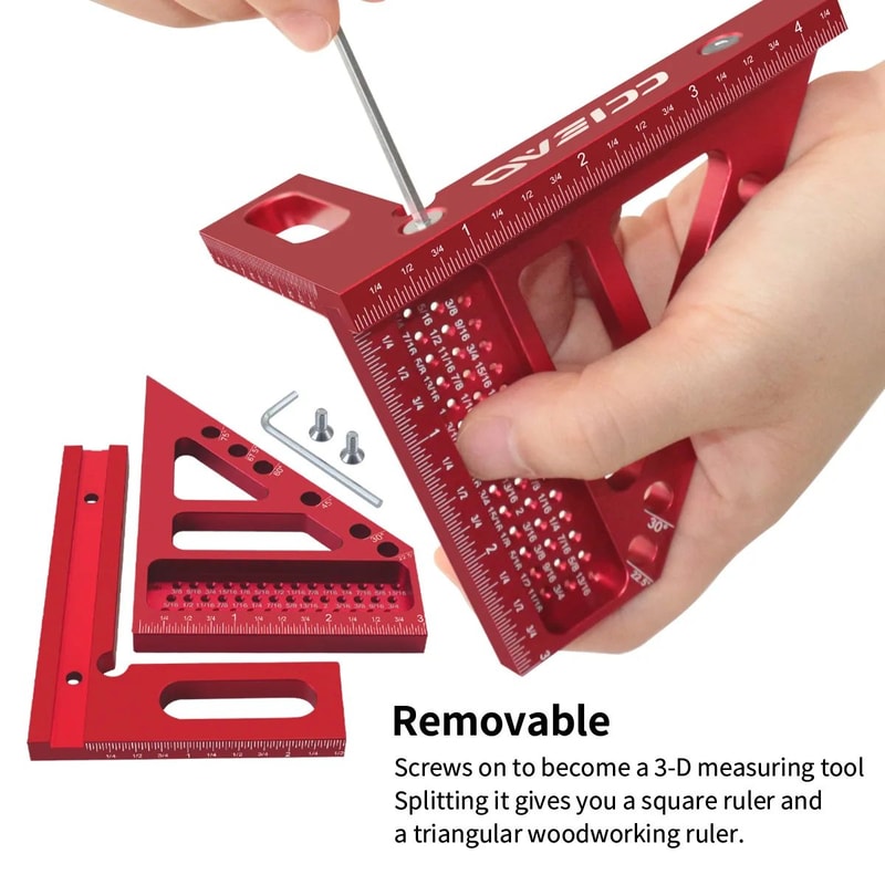 Imperial 3D MultiAngle Measuring Ruler Aluminum 4590 Square Protractor For Woodworking Carpentry 5