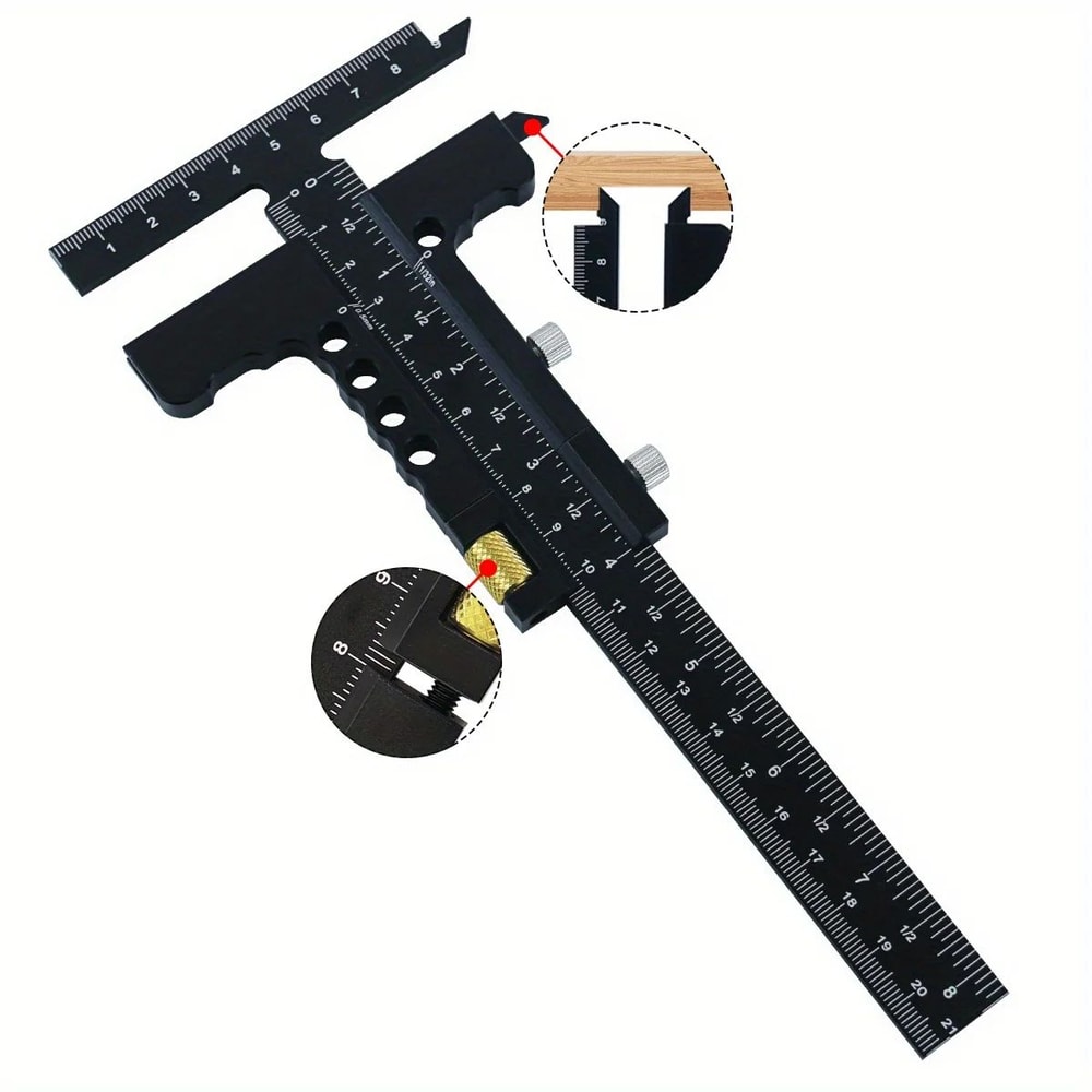 Woodworking Scriber Gauge TSquare Marking Tool Aluminum Alloy Sliding Measuring Ruler For Framing 7
