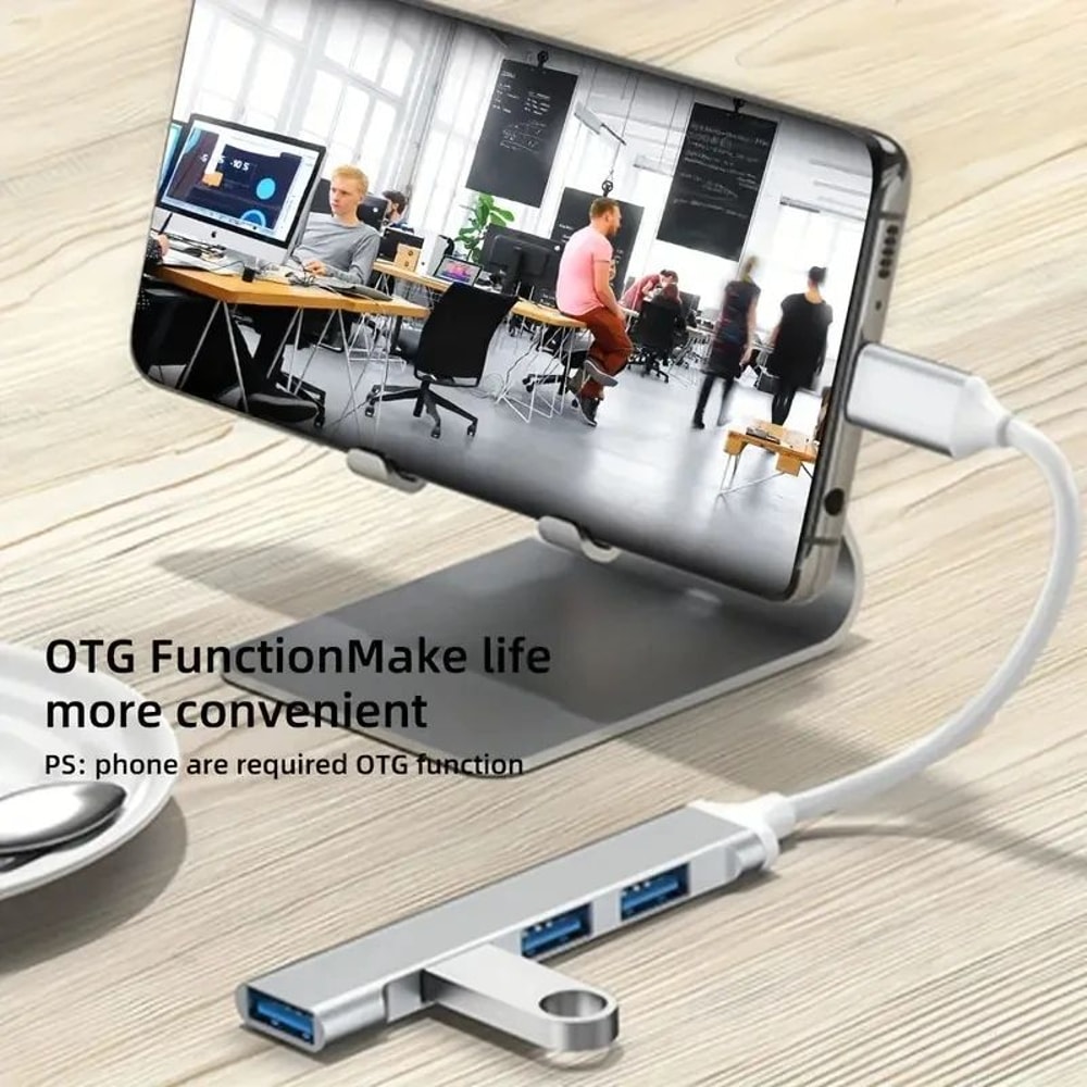 4Port USB Hub Splitter Dock HighSpeed OnetoFour Expander For Mobile Phones Computers MultiFunctio 4