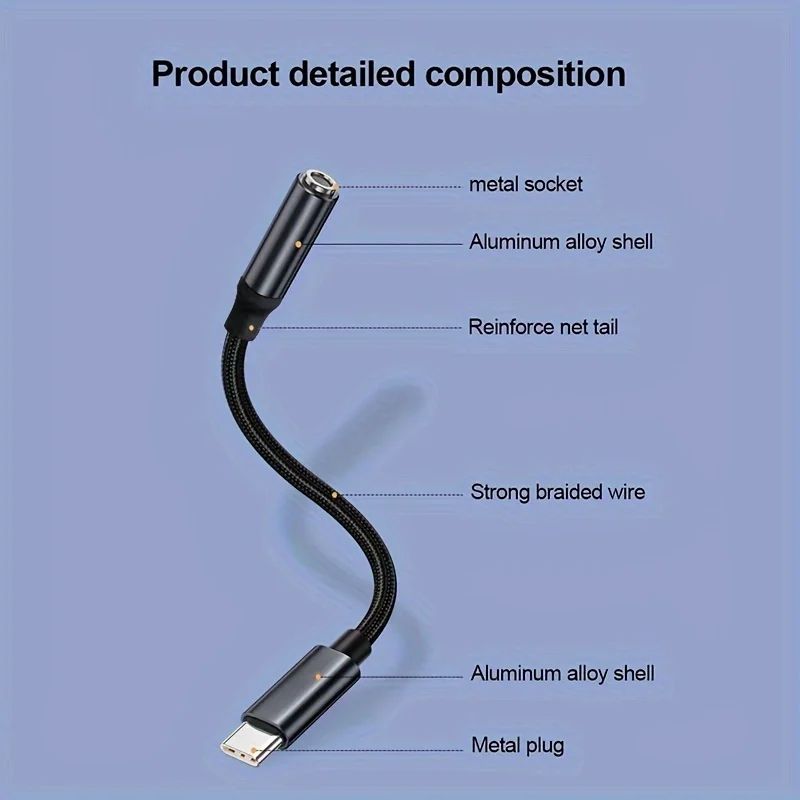 USBC To 35mm Headphone Adapter Cable Type C Audio Jack Converter For Huawei P30 Xiaomi Samsung On 3
