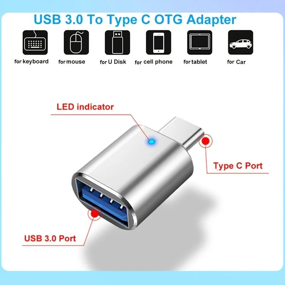 LED USB 30 OTG Adapter Converter USBAMicro USB To USBC Female Connector For Samsung Xiaomi POCO Fa 4