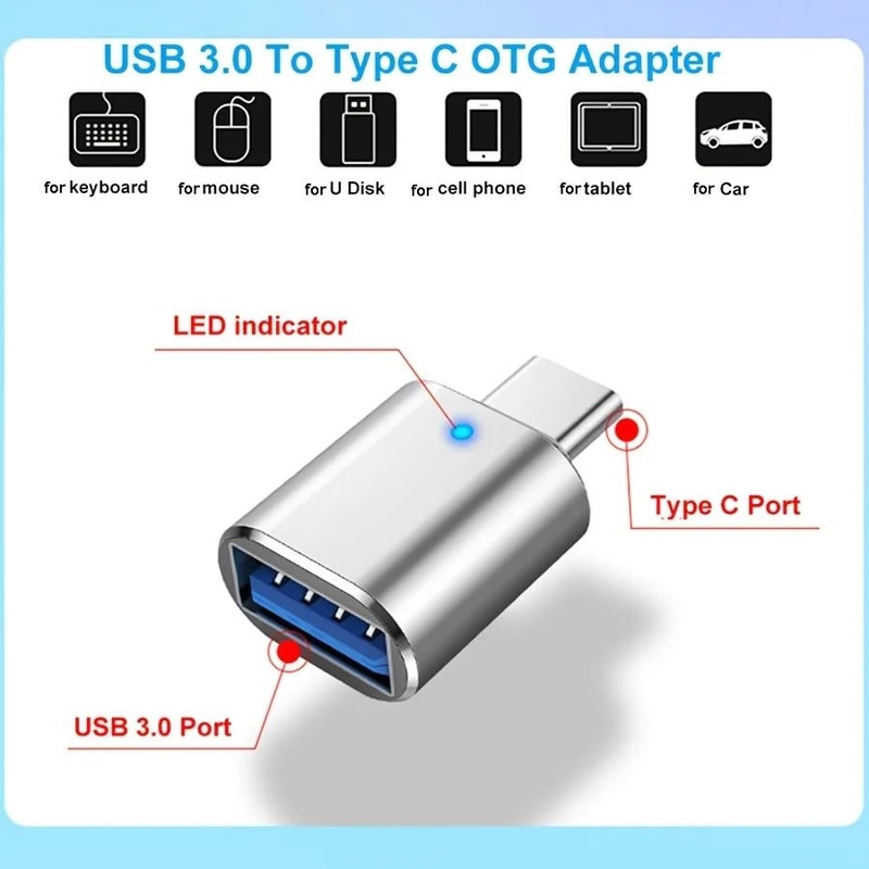 LED USB 30 OTG Adapter Converter USBAMicro USB To USBC Female Connector For Samsung Xiaomi POCO Fa 4