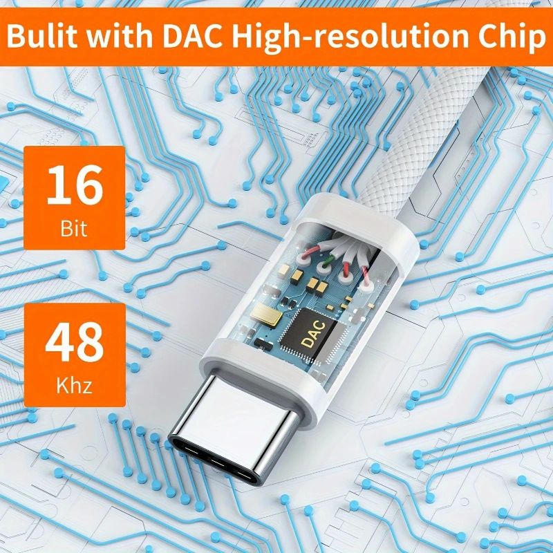 USBC To 35mm Audio Adapter Type C AUX Dongle Cable With 35mm Female Headphone Jack For Wired Earph 1