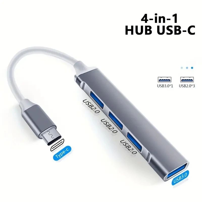 4Port USBC Hub OTG Adapter USB 3031 Multi Splitter For MacBook AirPro Lenovo Xiaomi PC Fast Trans 0