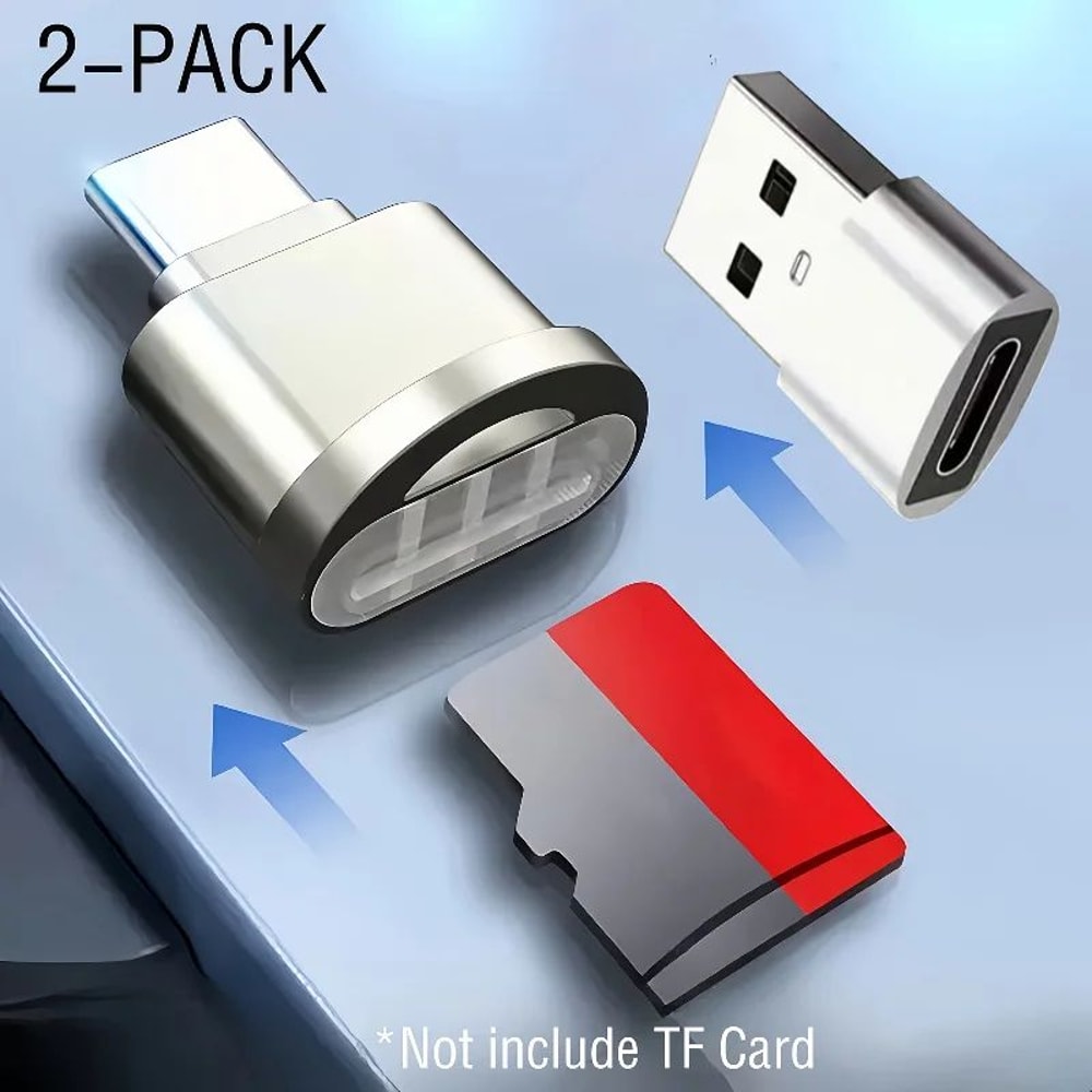 2Pack USBC SDTF Card Reader Zinc Alloy Memory Card Adapter With USBC To USB Converter For IPhone 1 1