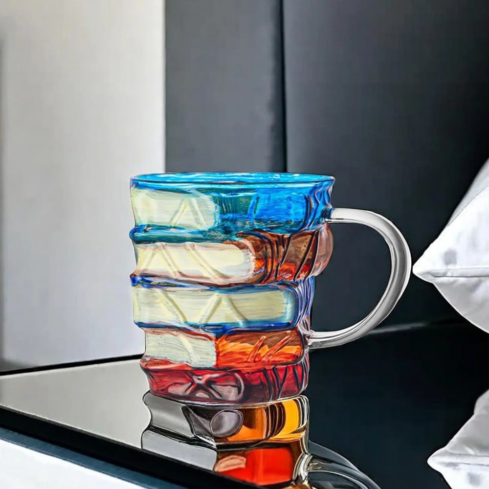 3D BookShaped Colored Glass Coffee Mug Novelty Painted Book Mug Cup Gift For Book Lovers Literatu 0