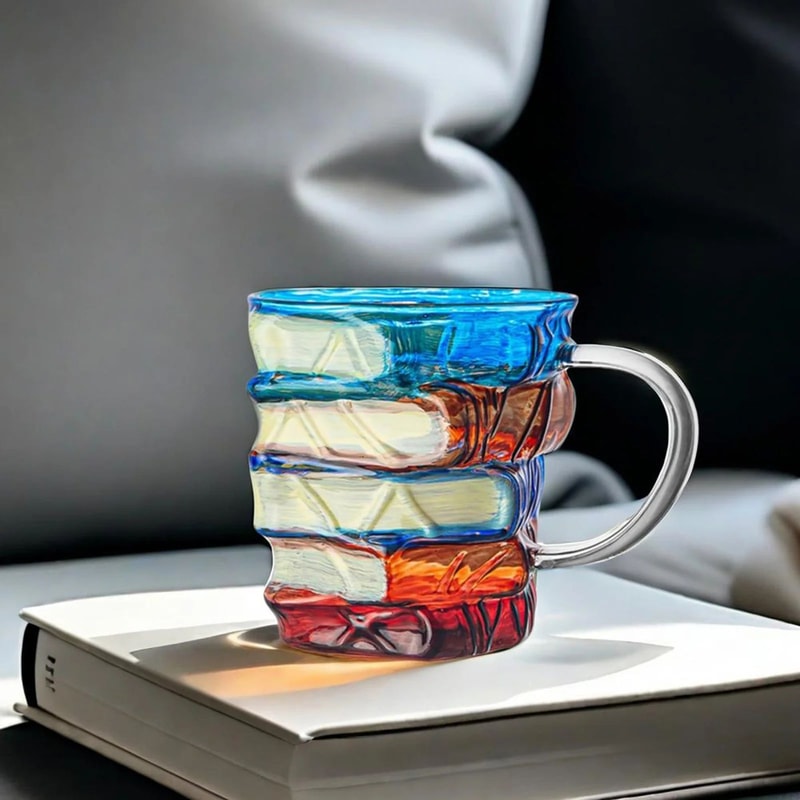 3D BookShaped Colored Glass Coffee Mug Novelty Painted Book Mug Cup Gift For Book Lovers Literatu 2