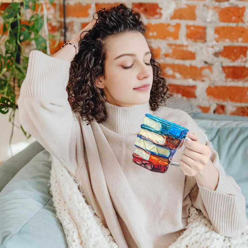 3D BookShaped Colored Glass Coffee Mug Novelty Painted Book Mug Cup Gift For Book Lovers Literatu 4