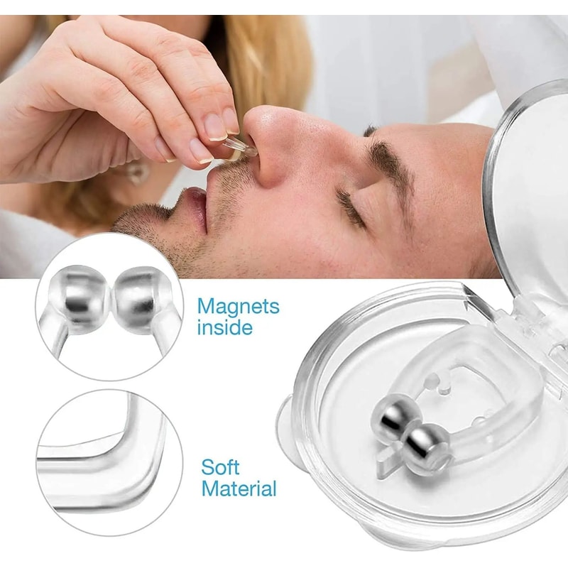 Magnetic AntiSnore Nose Clip With Case Silicone Stop Snoring Aid For Better Sleep Breathing Relie 2