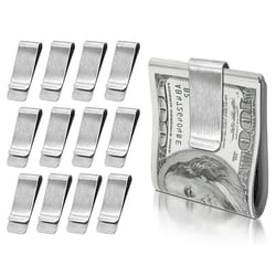 12 pcs stainless steel money clips | ultra-thin slim wallet clip for cash & credit cards, smooth edge pocket holder