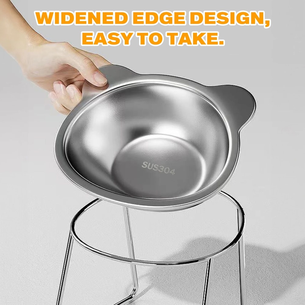 Raised Stainless Steel Cat Bowl With Stand AntiSpill Food Water Dish For Cats Small Dogs NeckFri 4