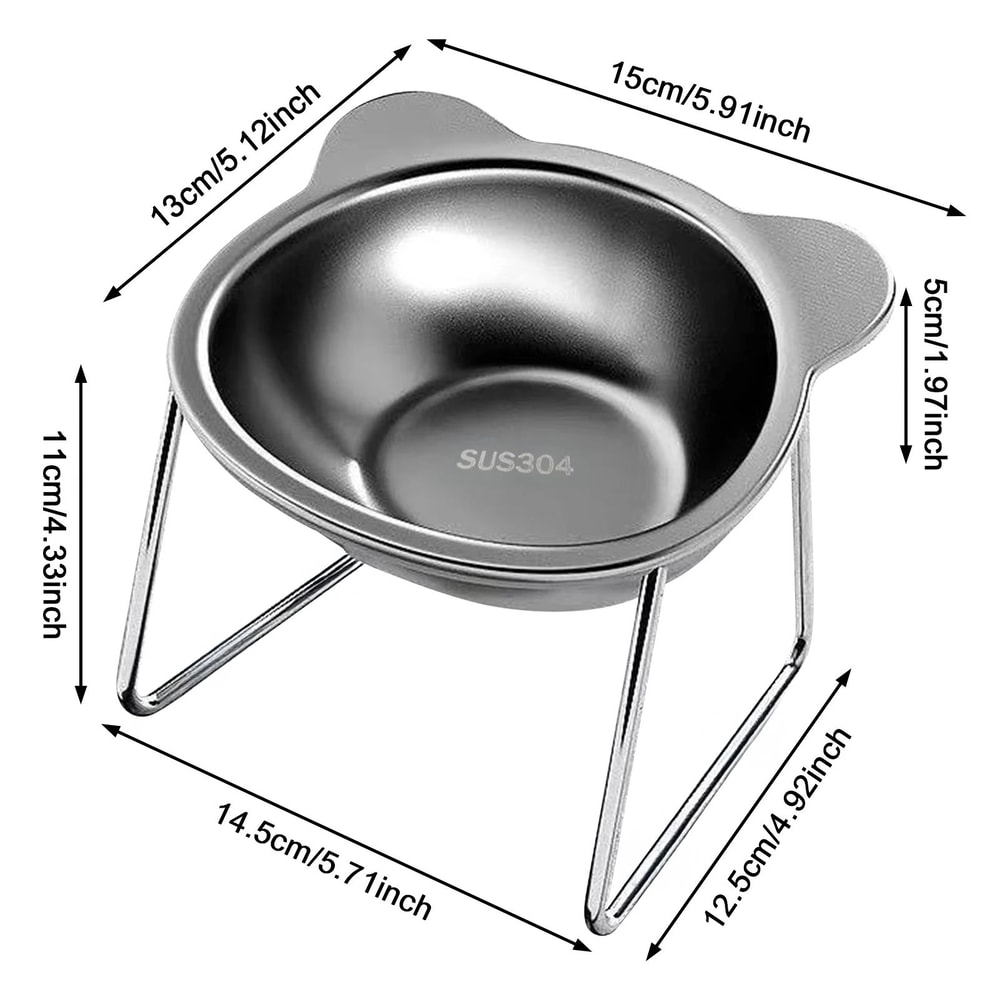 Raised Stainless Steel Cat Bowl With Stand AntiSpill Food Water Dish For Cats Small Dogs NeckFri 5