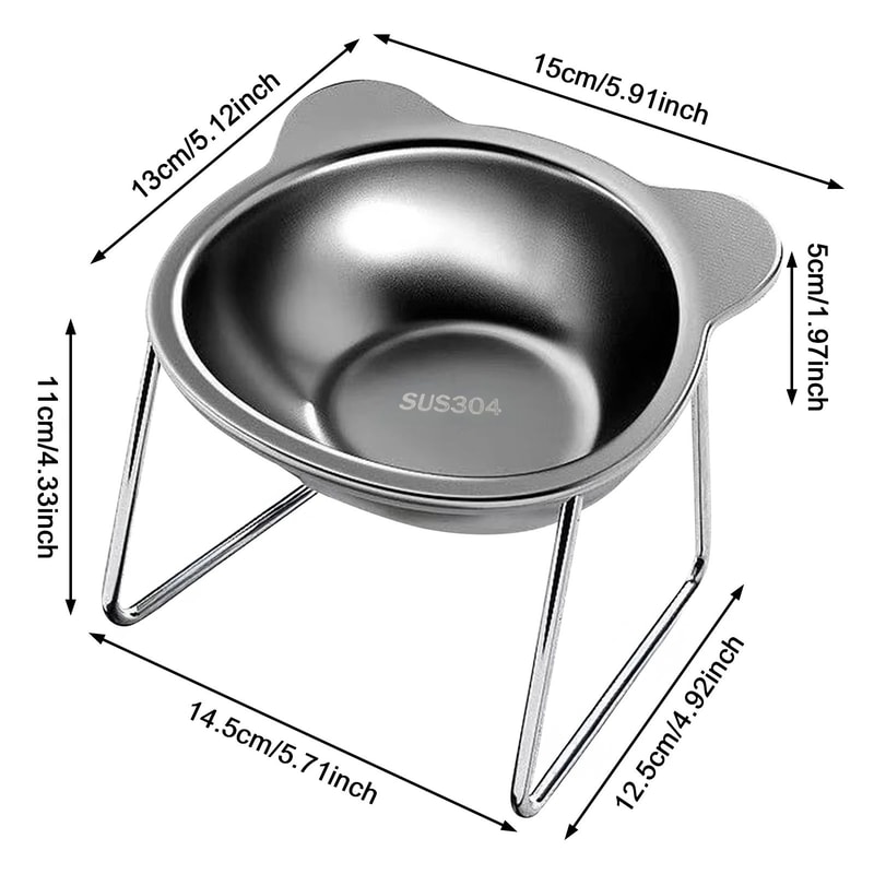 Raised Stainless Steel Cat Bowl With Stand AntiSpill Food Water Dish For Cats Small Dogs NeckFri 5