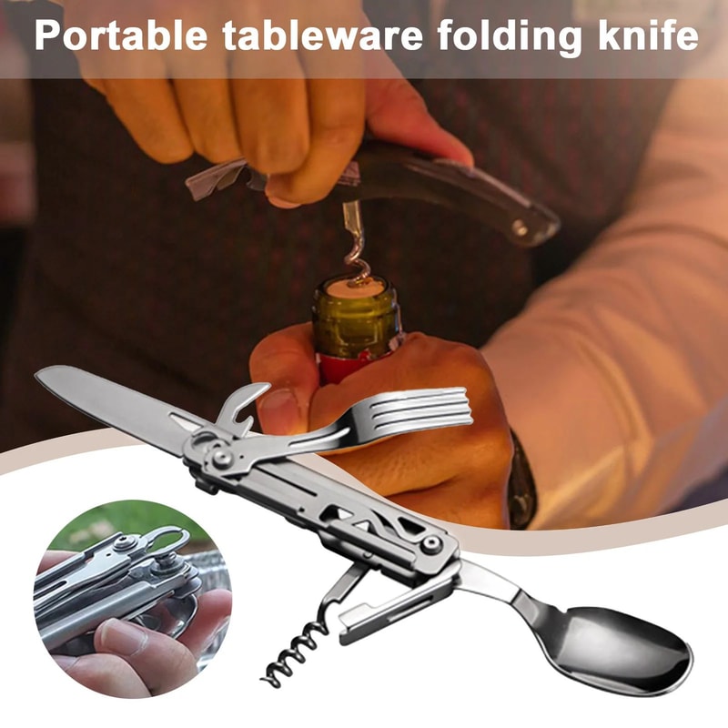Portable Folding Cutlery Set Spoon Fork Knife Compact Lightweight Camping Picnic Travel Utensils F 1