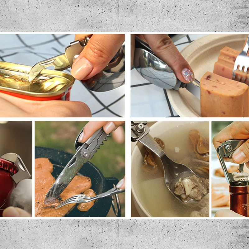 Portable Folding Cutlery Set Spoon Fork Knife Compact Lightweight Camping Picnic Travel Utensils F 2