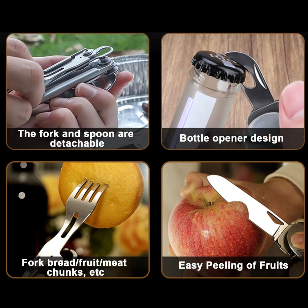 Portable Folding Cutlery Set Spoon Fork Knife Compact Lightweight Camping Picnic Travel Utensils F 3