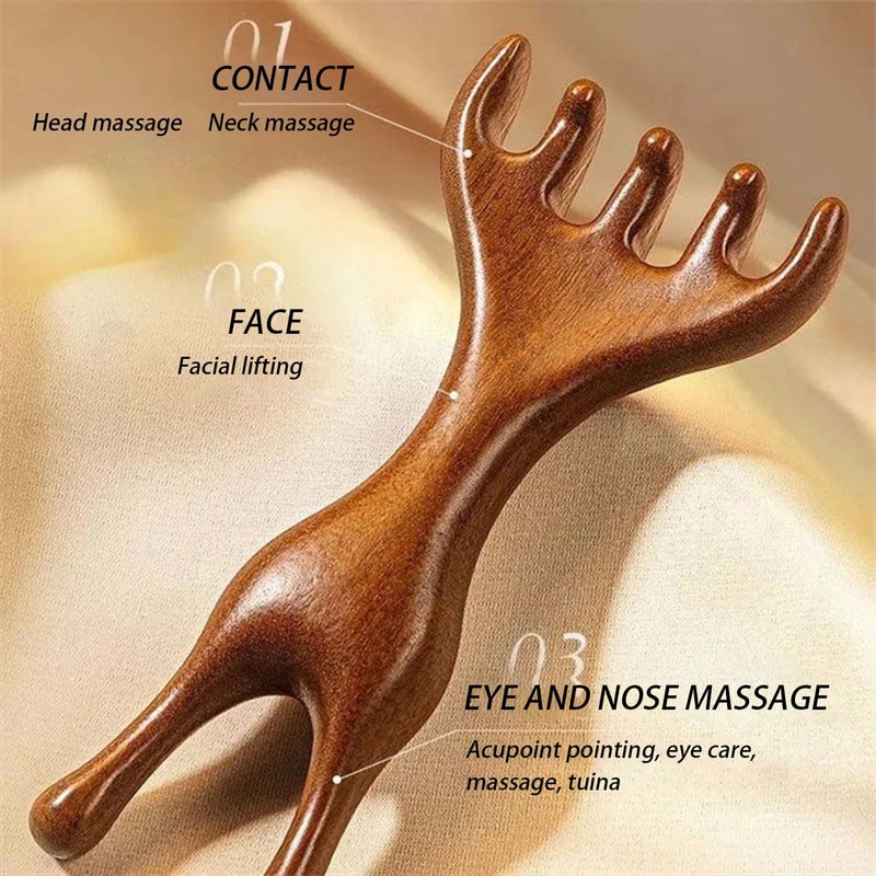 Wood Therapy Gua Sha Massage Comb Wide Tooth Scalp Facial Massager For Hair Care Neck Shoulder Ba 3