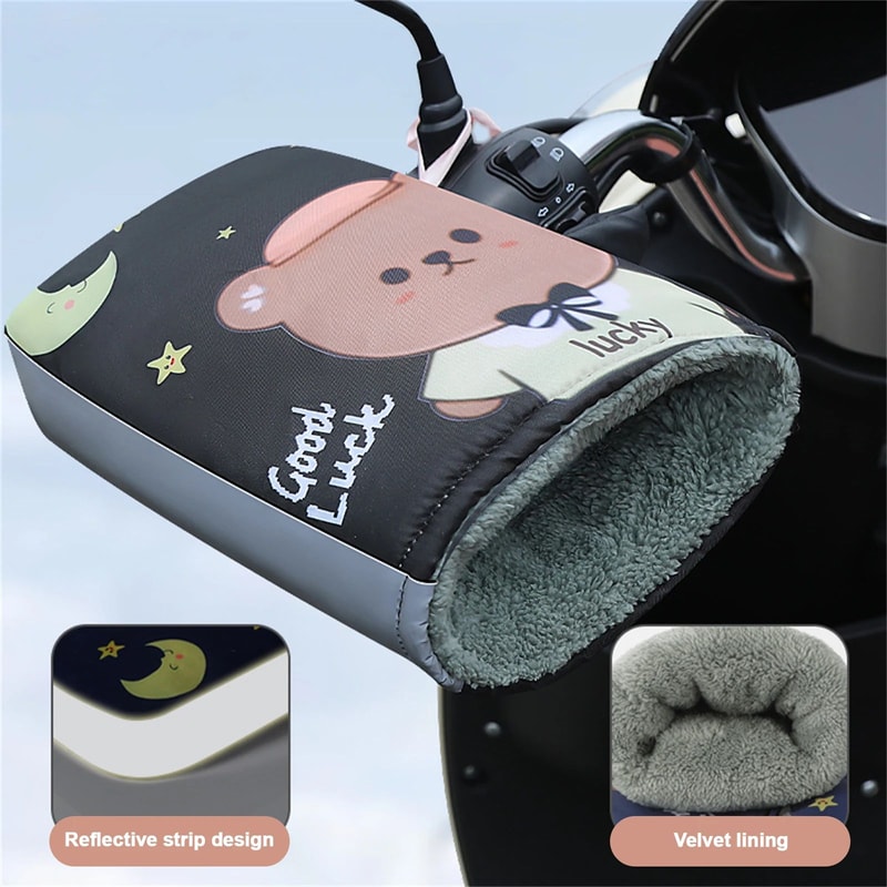 Winter Motorcycle Handlebar Covers Warm Windproof Reflective Hand Guards For Scooter EBike Mountai 1
