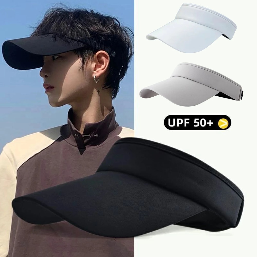 Mens Summer UV Protection Hat Adjustable Solid Sunshade Cap For Beach Camping Fishing Travel Outd 0