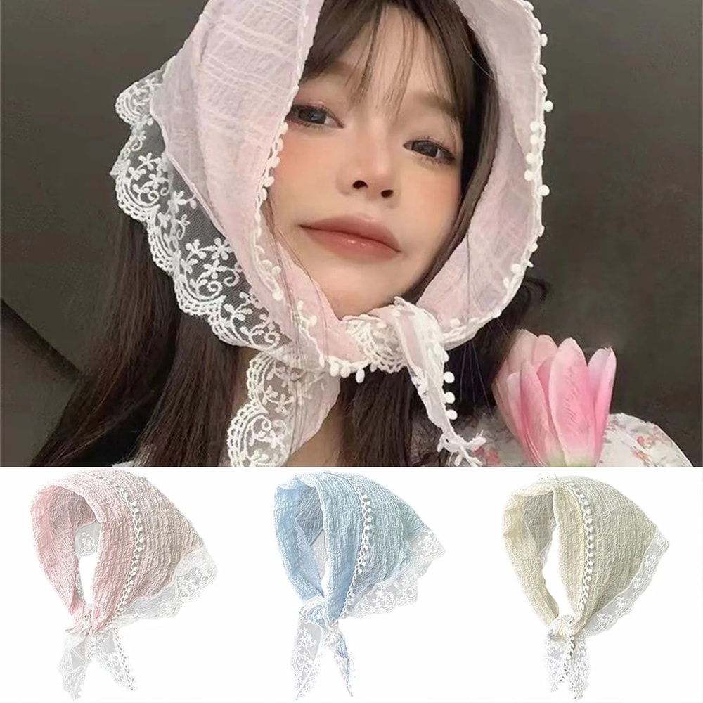 Womens NonSlip Floral Lace Head Scarf Headband Elegant Hair Kerchief Wrap For Styling Daily Wear P 0