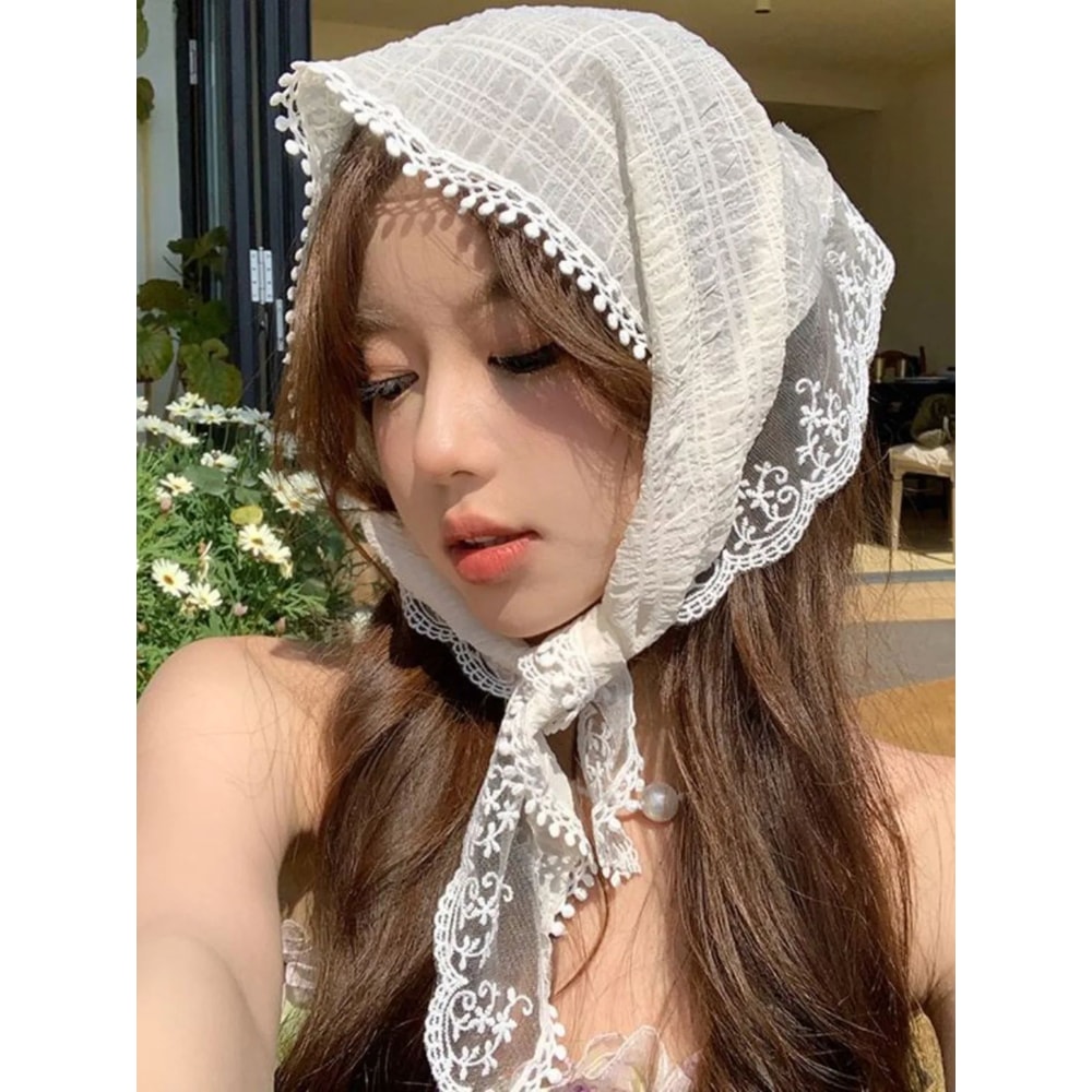 Womens NonSlip Floral Lace Head Scarf Headband Elegant Hair Kerchief Wrap For Styling Daily Wear P 6