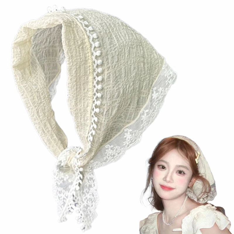 Womens NonSlip Floral Lace Head Scarf Headband Elegant Hair Kerchief Wrap For Styling Daily Wear P 7