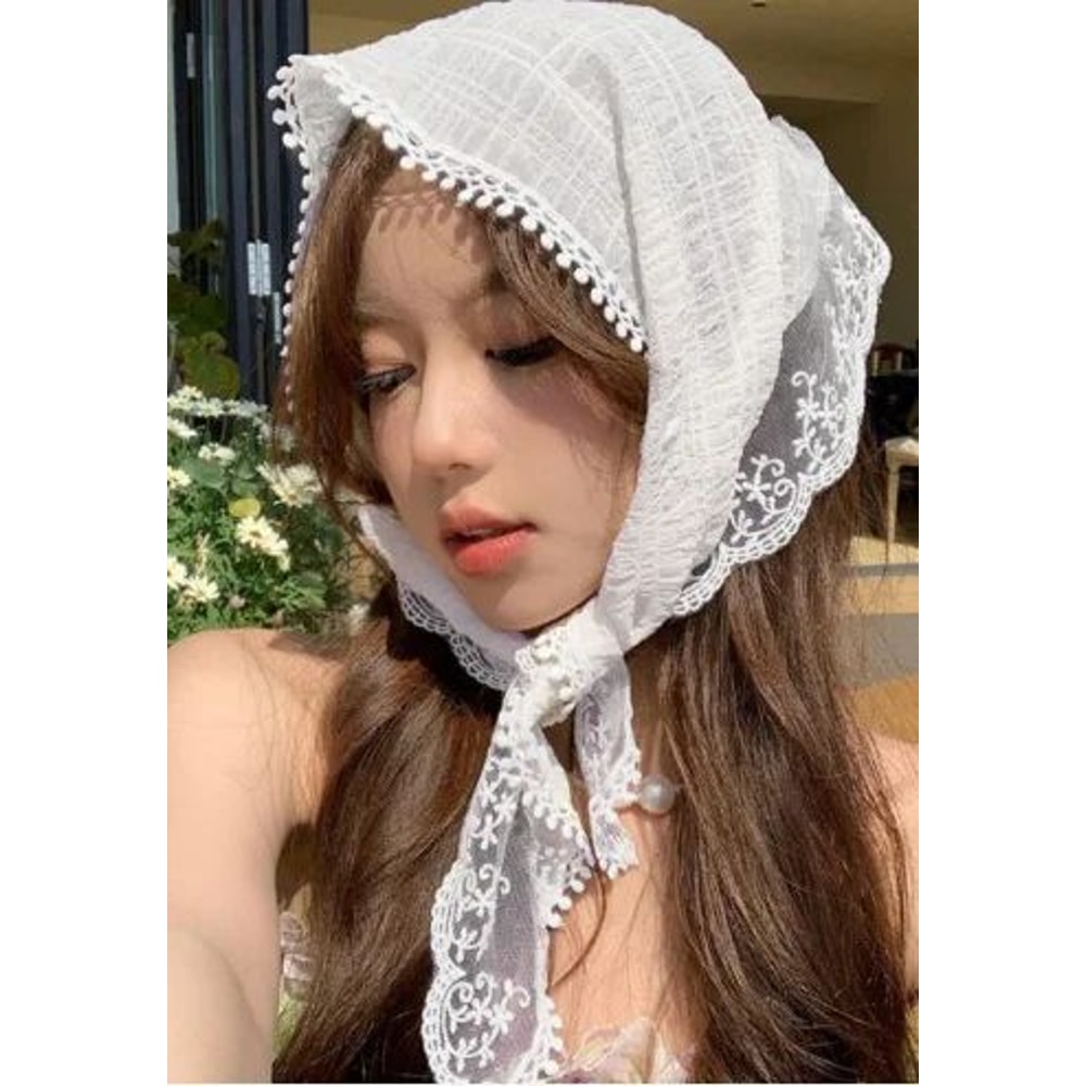 Womens NonSlip Floral Lace Head Scarf Headband Elegant Hair Kerchief Wrap For Styling Daily Wear P 10