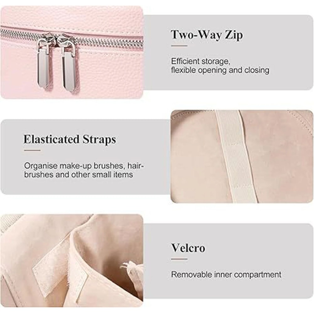 Large Capacity PU Leather Makeup Bag With Detachable Handle Travel Cosmetic Toiletry Organizer Cas 5