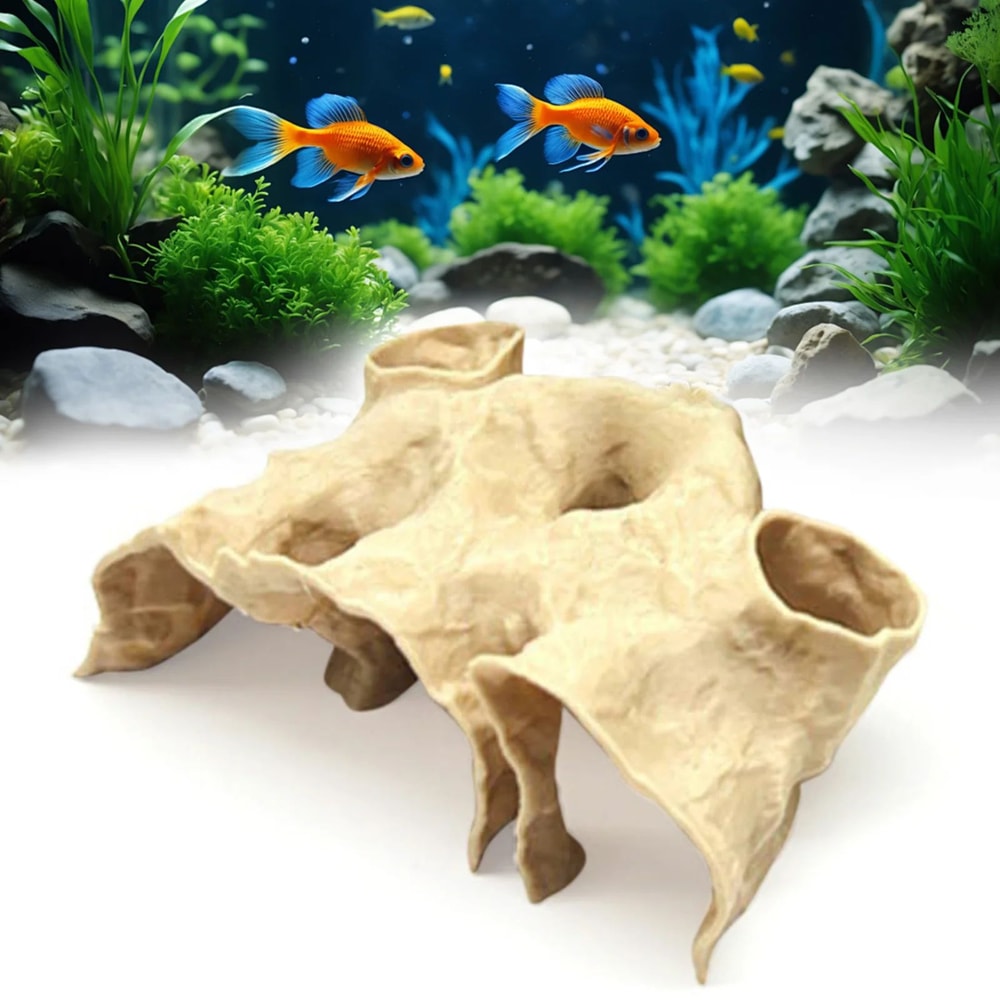 Aquarium Gravel Tunnel Cave Ornament Natural Curved Hideout Decor For Fish Tank Habitat Betta Shrim 0