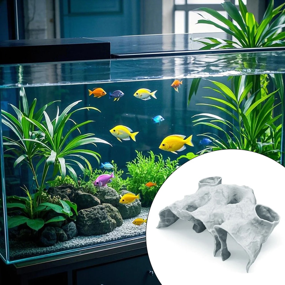 Aquarium Gravel Tunnel Cave Ornament Natural Curved Hideout Decor For Fish Tank Habitat Betta Shrim 3
