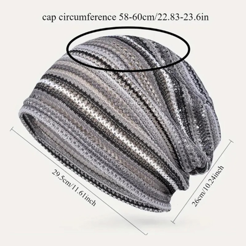Soft Breathable Summer Beanie Hat Striped Openwork Knit Cap For Men Women Lightweight Travel Outdo 2