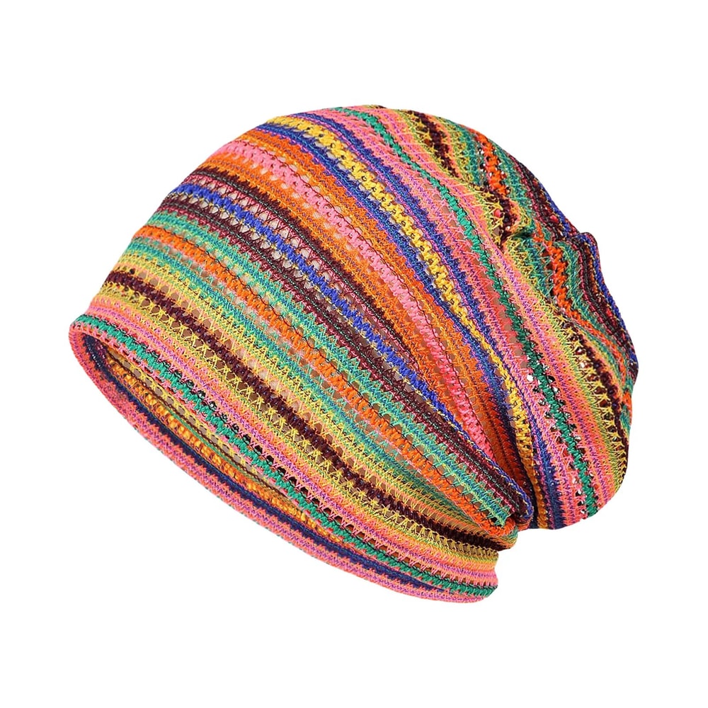 Soft Breathable Summer Beanie Hat Striped Openwork Knit Cap For Men Women Lightweight Travel Outdo 8