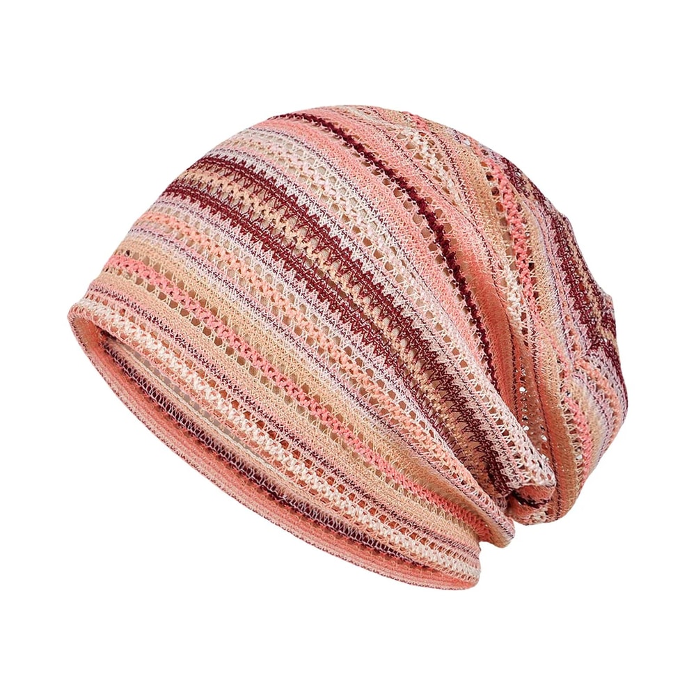 Soft Breathable Summer Beanie Hat Striped Openwork Knit Cap For Men Women Lightweight Travel Outdo 9
