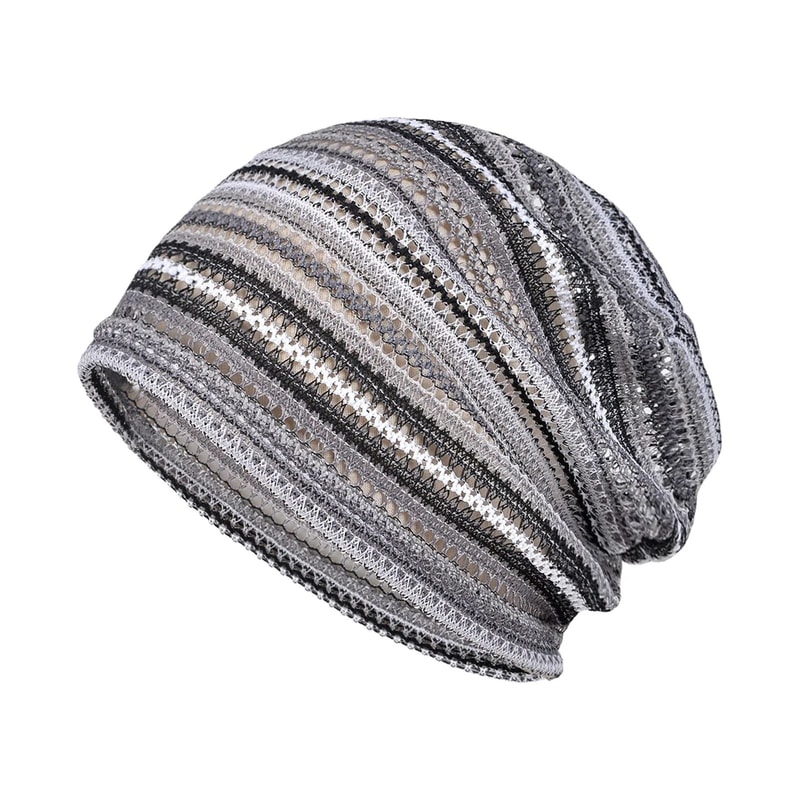 Soft Breathable Summer Beanie Hat Striped Openwork Knit Cap For Men Women Lightweight Travel Outdo 10