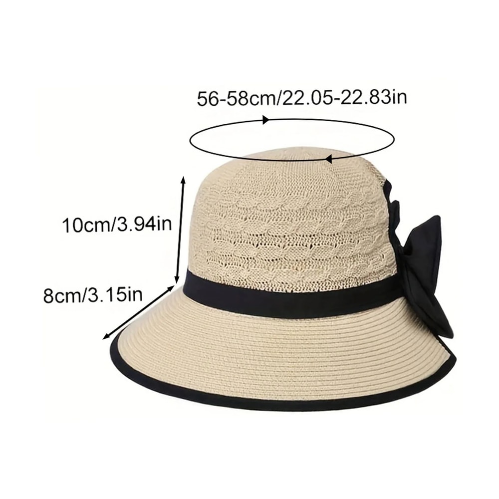 Summer Beach Straw Sun Hat With French Bowknot Breathable Elegant Wide Brim Hat For Travel Outdoor 5