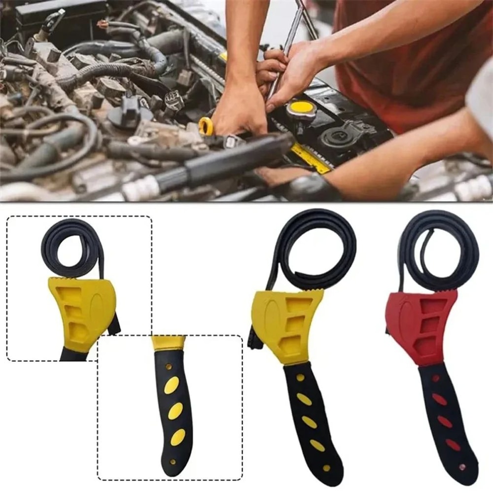 6Inch Adjustable Belt Wrench Oil Filter Remover Strap Spanner Tool For Tight Jars Pipes Round Part 4