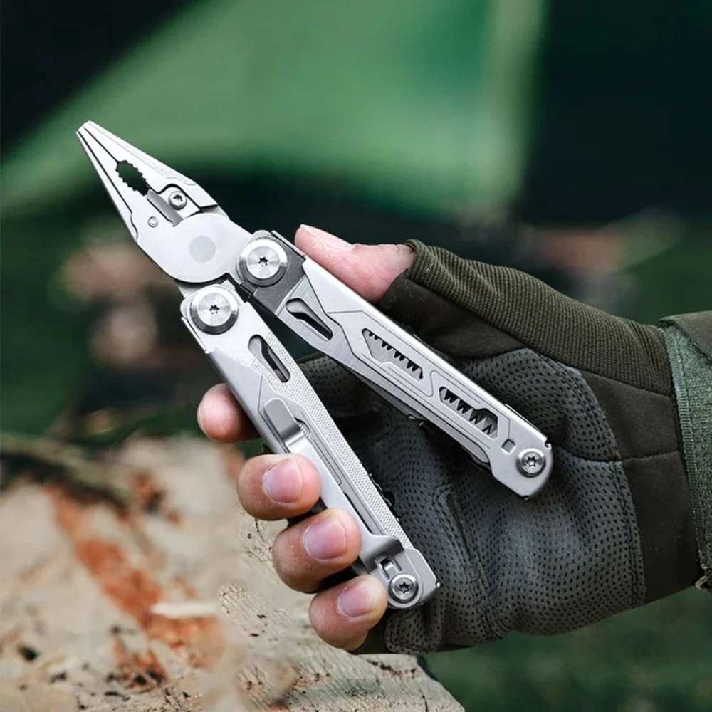 Stainless Steel Folding MultiTool Pliers With Knife Screwdriver Cutter For Camping Hiking Hunting 2