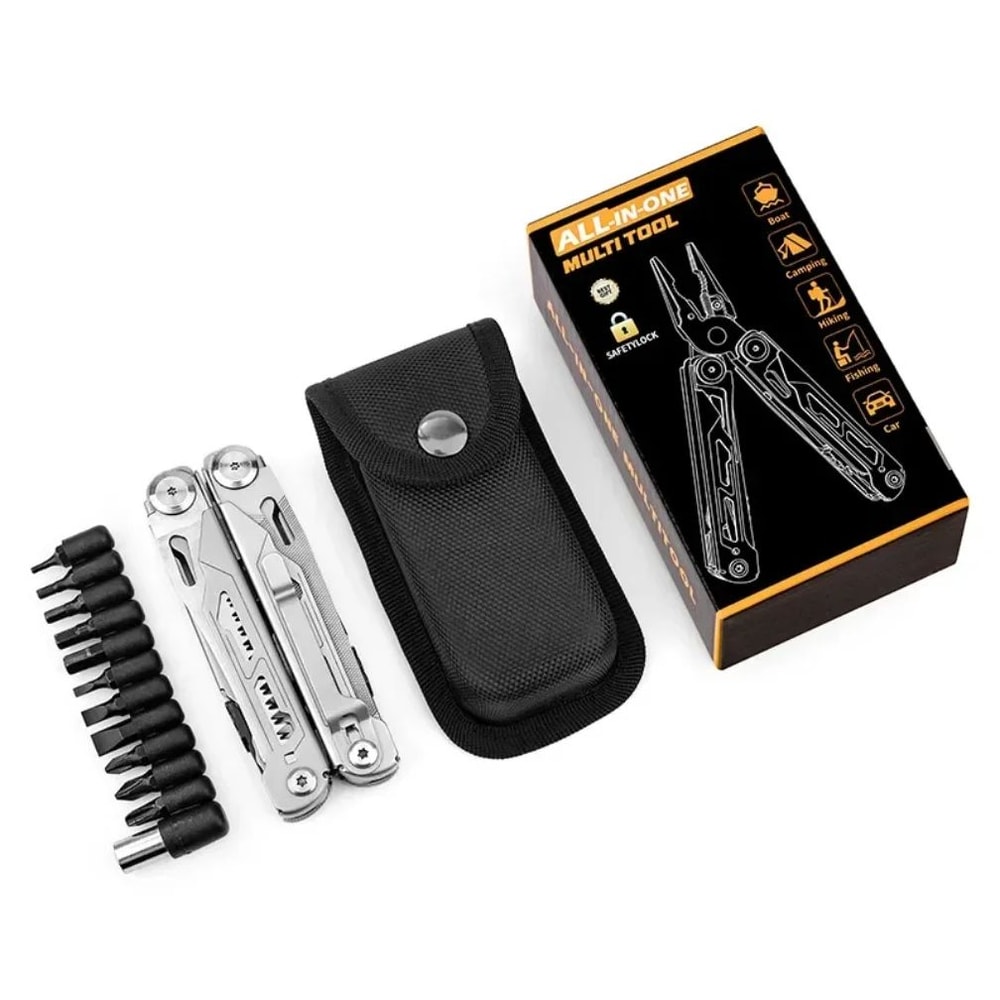 Stainless Steel Folding MultiTool Pliers With Knife Screwdriver Cutter For Camping Hiking Hunting 4