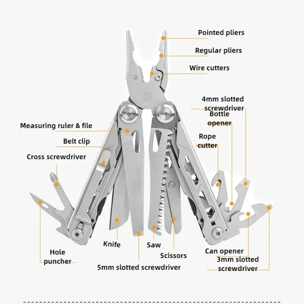 Stainless Steel Folding MultiTool Pliers With Knife Screwdriver Cutter For Camping Hiking Hunting 5