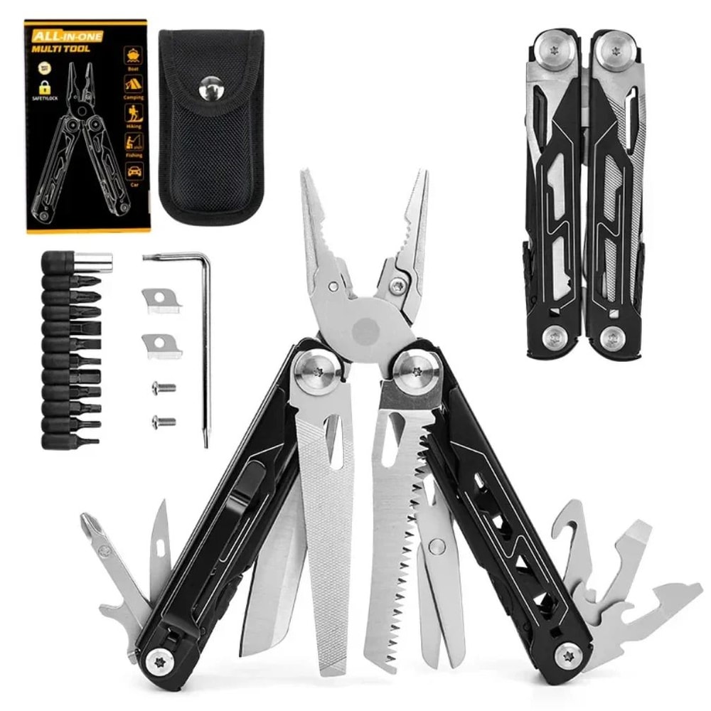Stainless Steel Folding MultiTool Pliers With Knife Screwdriver Cutter For Camping Hiking Hunting 7